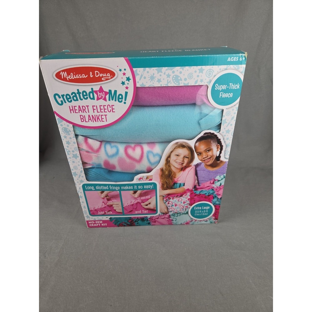 BRAND NEW! Melissa & Doug Created by Me! Heart Fleece No-Sew Blanket Craft Kit